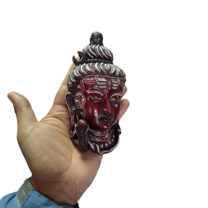 Lord Shiva Mask Head Smallest Red Carving 7 Inch Right
