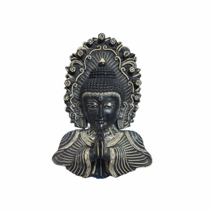 Namaste Buddha Head Mask Black Resin 10 Inches