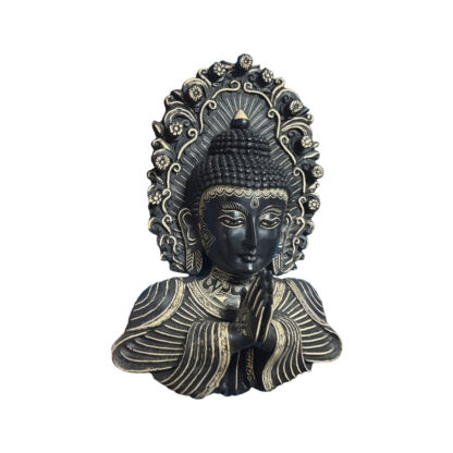 Namaste Buddha Head Mask Black Resin 10 Inches Right