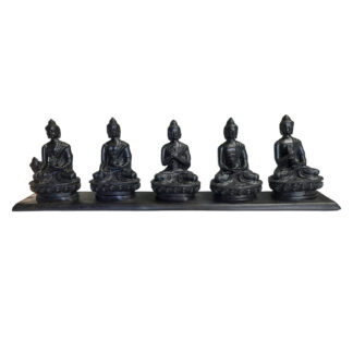 Pancha Buddha Five Buddha Set 4 x18 Inch Black