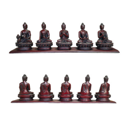 Pancha Buddha Five Buddha Set 4 x18 Inch Red