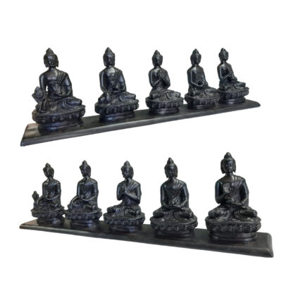 Pancha Buddha Five Buddhas Set 4 x18 Inch Black