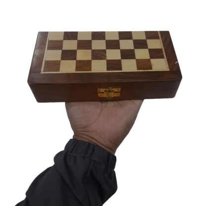 Wooden Magnetic Chess Board 8 Inches In Hand
