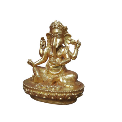 Lord Ganesh Of Fiber Golden Color 9 Inch Left