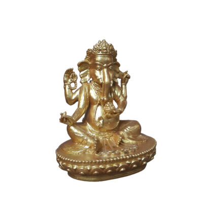 Lord Ganesh Of Fiber Golden Color 9 Inch Right