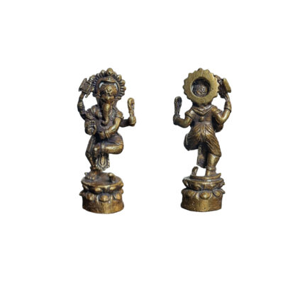 Smallest Metal Brass Ganesh With Snake Goodluck For Purse 1 Inch