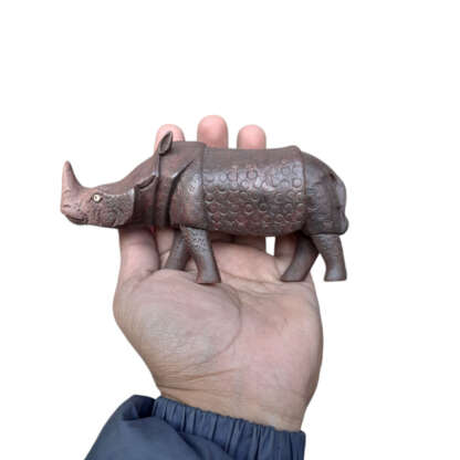 Wooden One Horn Rhino 6x3 Inches In Hand