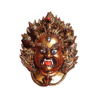 Bhairab Or Bhairav Or Mahankal Mask Resin 12 Inches Antique Gold