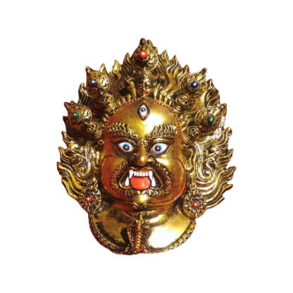 Bhairab Or Bhairav Or Mahankal Mask Resin 12 Inches Antique Gold Peacock Handicraft