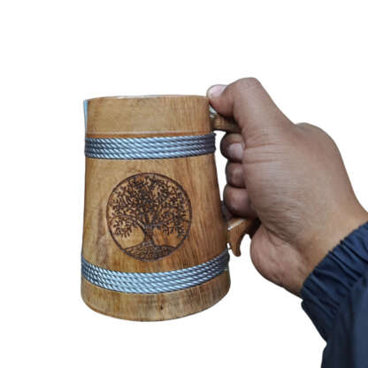 Wooden Beer Mug 5x4 Inch In Hand