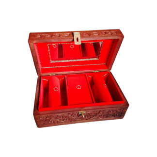 Jewellery Box Wooden Fully Carved 10x6 Inch