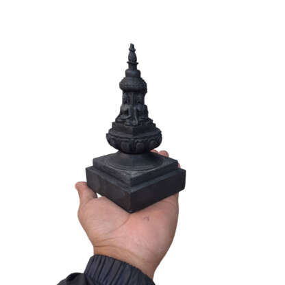 Chiba Black Buddha Stupa 7 Inch With Base Space For Text Peacock Handicraft