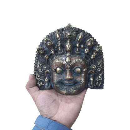 Akash Bhairav Mahakal Metal Mask Antique 6.5x7 Inches