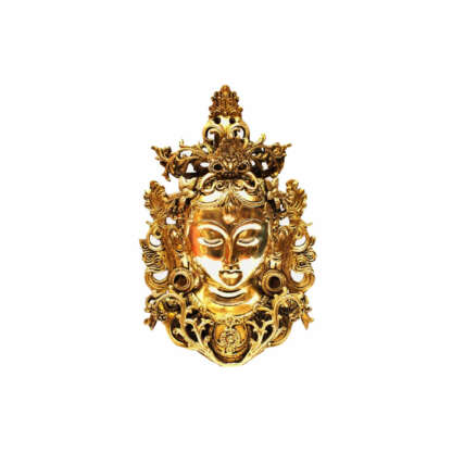 Brass Tara Mask 11 Inch Golden Big Shiny