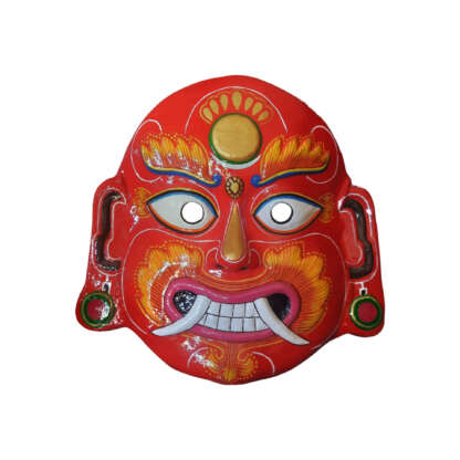 Handmade Lakhe Mask-Traditional Nepali Wall Hanging-12 Inch By Peacock Handicrafts