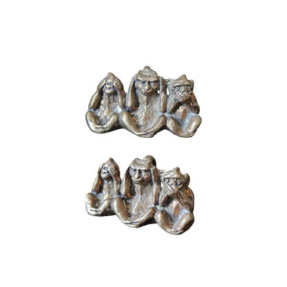 Smallest Three Wise Monkey Brass 0.5 Inch