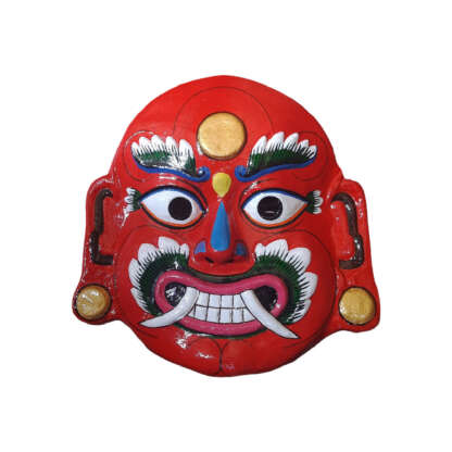 Traditional Handmade Wall Hanging Lakhe Mask 12 Inch Green