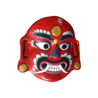 Traditional Handmade Wall Hanging Lakhe Mask 12 Inch Green By Peacock Handicraft