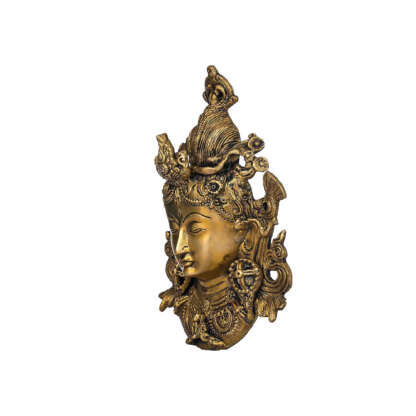 Wall Hanging Green Tara Mask Metal Brass 8 Inches