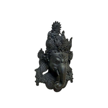 Wall Hanging Nepali Ganesh Mask Resin Black 12 Inches