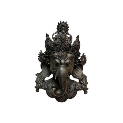 Wall Hanging Resin Nepali Ganesh Mask Black 12 Inches