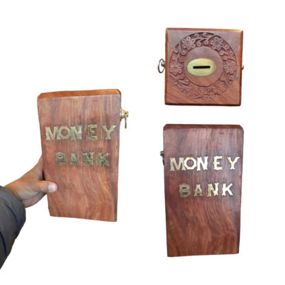 Biggest Money Bank Wooden Hxlxb 10x6x6 Inch Rectangle With Hanging Peacock Handicraft