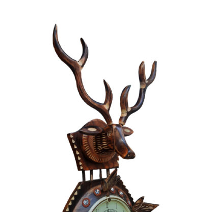 Biggest Wooden Deer Wall Clock 28x20 Inch Watch Peacock Handicraft Bhaktapur