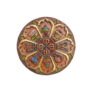 Wall Hanging Double Bajra And Asthamangal Mandala Fiber And Wood 21 Inch