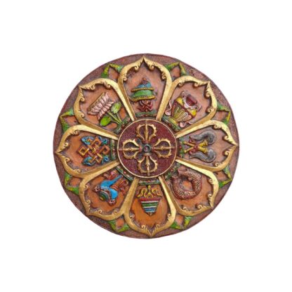 Wall Hanging Double Bajra And Asthamangal Mandala Fiber And Wood 21 Inch