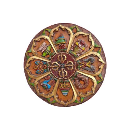 Wall Hanging Double Bajra And Asthamangal Mandala Fiber And Wood 21 Inches