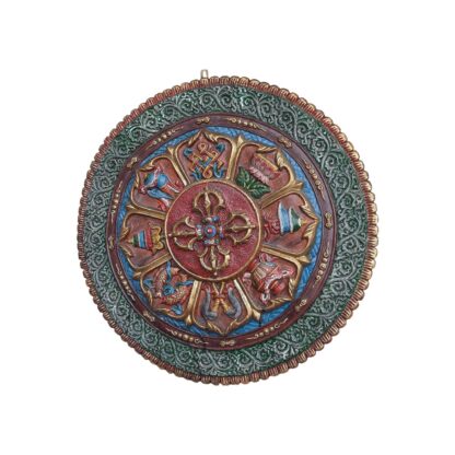 Wall Hanging Double Bajra And Asthamangal Mandala Fiber And Wood 23 Inch Peacock Handicraft Bhaktapur