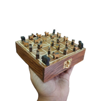 Wooden Baghchal 6 Inch Traditional Nepali Tiger And Goat Game