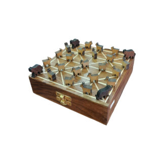 Wooden Baghchal 8 Inch Tiger And Goat Game