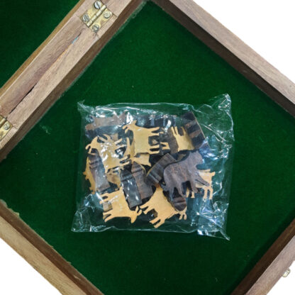 Wooden Baghchal 8 Inch Tiger And Goat Game Wooden Goti Players