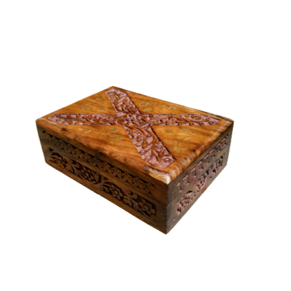 Wooden Carved Box Simple 7x5 Inches By Peacock Handicraft Bhaktapur Nepal