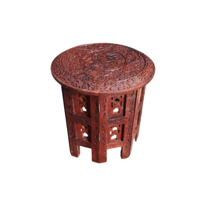 Wooden Folding Table Full Carving 12 Inches Floral Carving Chair