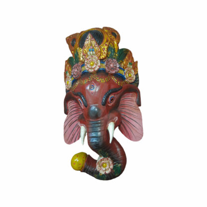 Wooden Ganesh Mask 20x11 Inch Golden Handmade Nepali Product