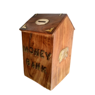 Wooden Money Bank House Design Biggest 10x6 Inch