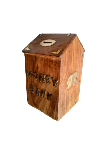 Wooden Money Bank House Design Biggest 10x6 Inch