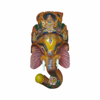 Wooden Nepali Ganesh Mask 20x11 Inch Golden