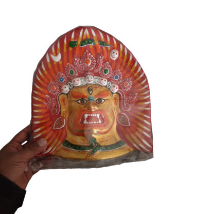 Nepali Akash Bhairav Clay And Paper Mask Golden Color Bhairab Mask