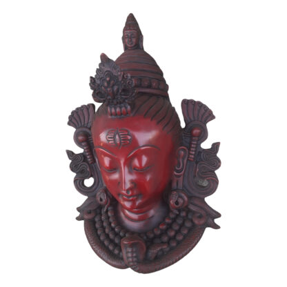 Red Resin Nepali Lord Shiva Head Bhairav Mahakal Mask 10 Inch Wall Hanging Decor