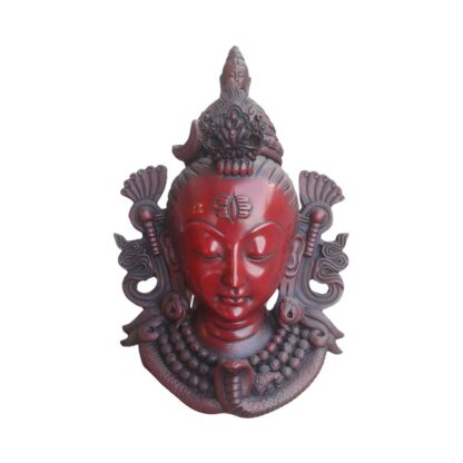 Red Resin Nepali Lord Shiva Head Mask 10 Inch Wall Hanging Decor