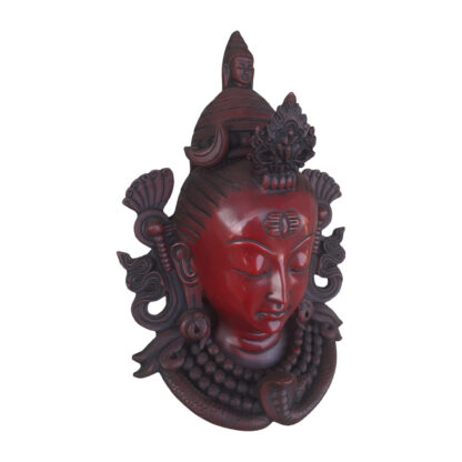 Red Resin Nepali Lord Shiva Head Shiv Bhairab Mask 10 Inch Wall Hanging Decor