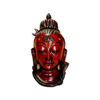 Red Resin Nepali Shiva Mahadev Head Mask Wall Mounted 10 Inches Wall Hanging Decor