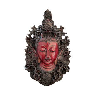 Red Resin Tara Mask Wall Hanging 10 Inch