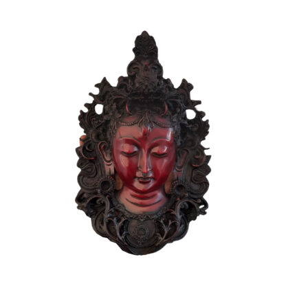 Red Resin Tara Mask Wall Hanging 10 Inches