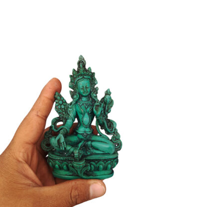 Resin Green Tara Statue 5 Inch In Hand