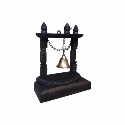 Wooden Bell With Base 8.5 Inch Peacock Handicraft