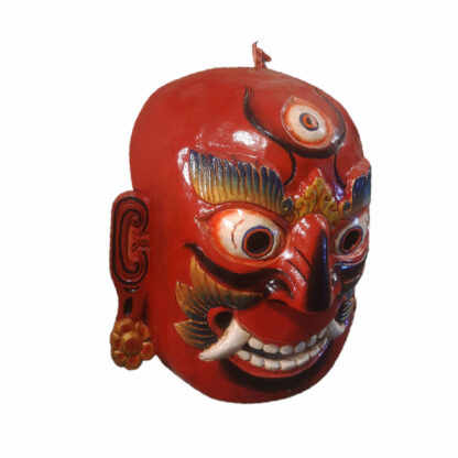 Wooden Lakhey Mask Nepali Lakhe Wall Hanging 12 Inches Peacock Handicraft